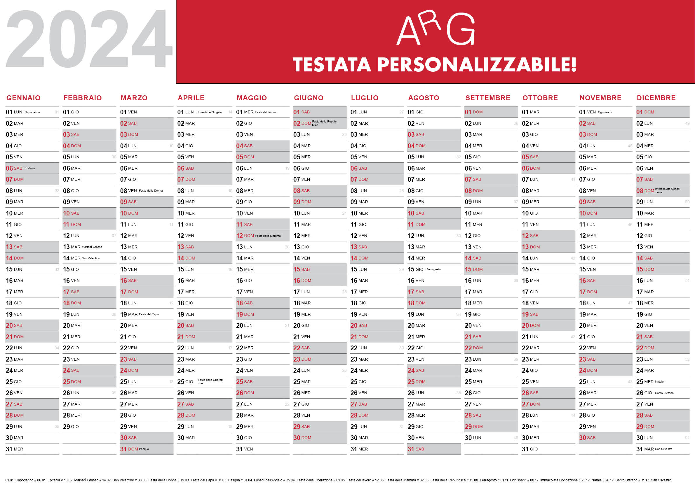 Planner personalizzati | ARG Web e Grafica